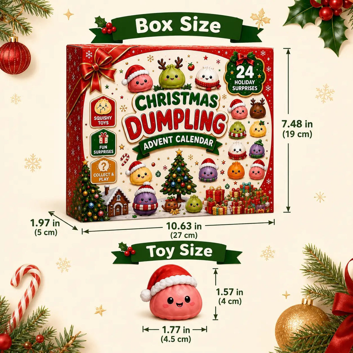 š 2026 Christmas Advent Calendar: Mini Dumpling Squishies, 24 Days of Squishy Stress Relief š„āØ