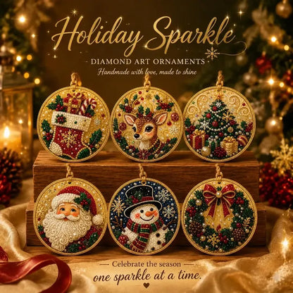 🎄Beginner-Friendly Christmas Pearl & Gem Diamond Painting DIY Kit | 6 Festive Ornament Designs with Sparkling Pearls, Faceted Gems & 3D Layered Detail 💕