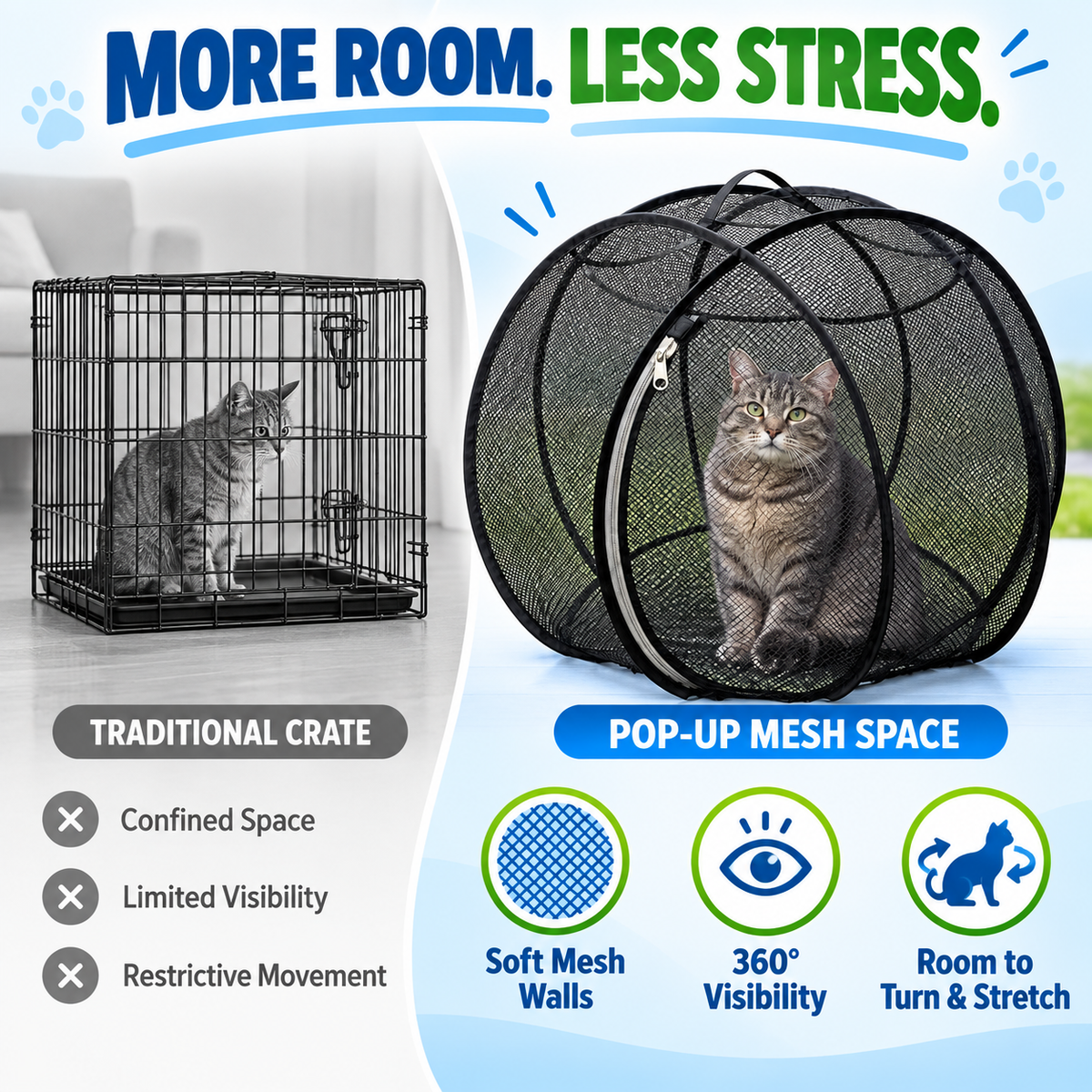 🐱🌿 FreshAir Cat Haven – Pop-Up Mesh Playpen
