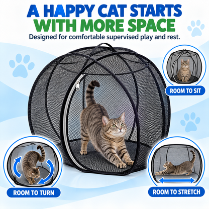 🐱🌿 FreshAir Cat Haven – Pop-Up Mesh Playpen